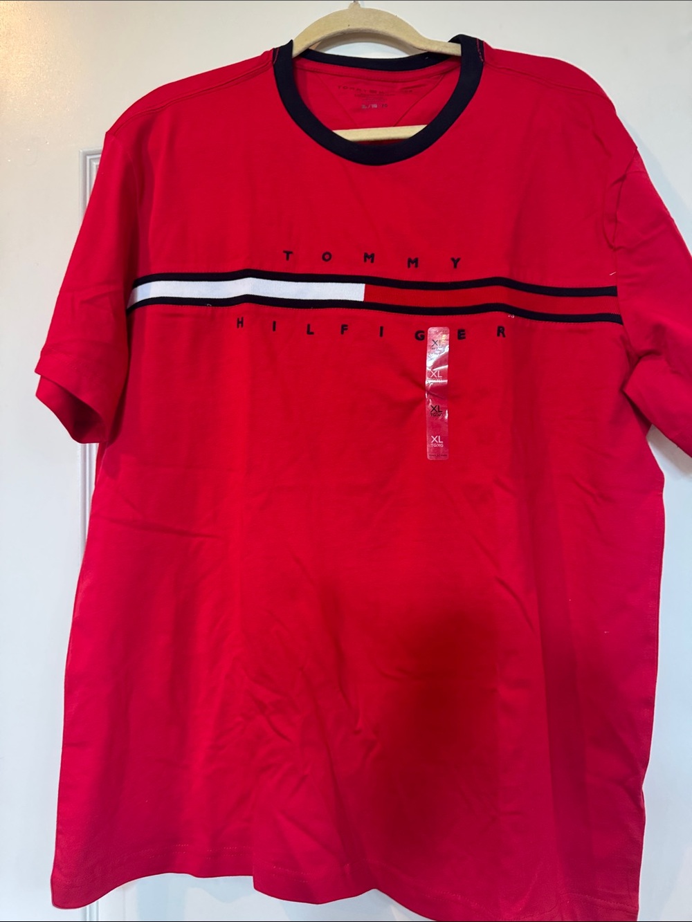 Tommy Hilfiger Red Flag Logo Ringer T-Shirt XL